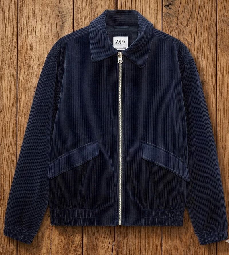 Zara Brand new  Navy Corduroy Bomber Jacket