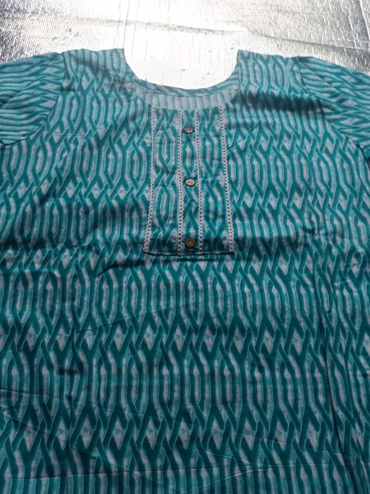 Elegant Teal Geometric Print Kurta