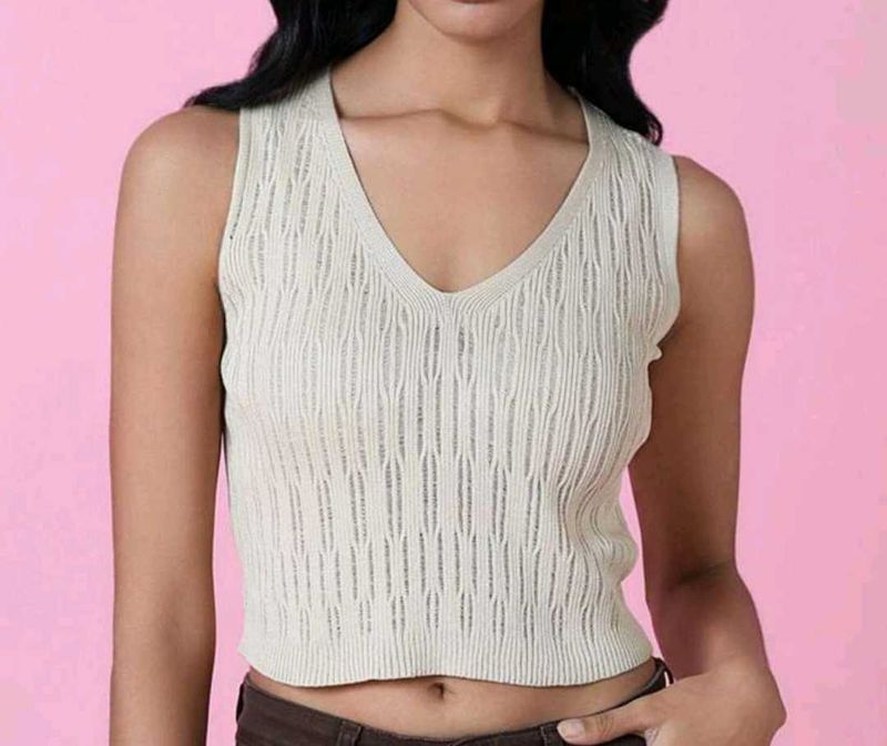 Crochet Sleeveless V Neck Top