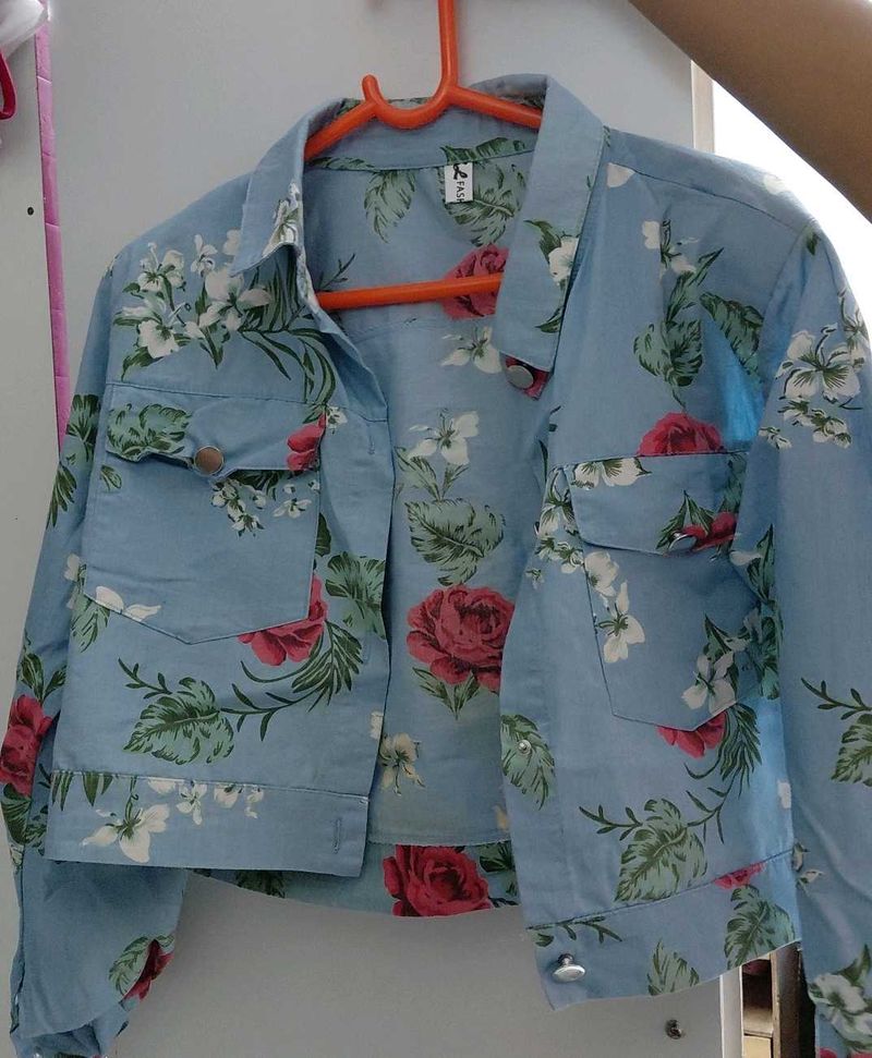 Floral Print Cropped Jacket