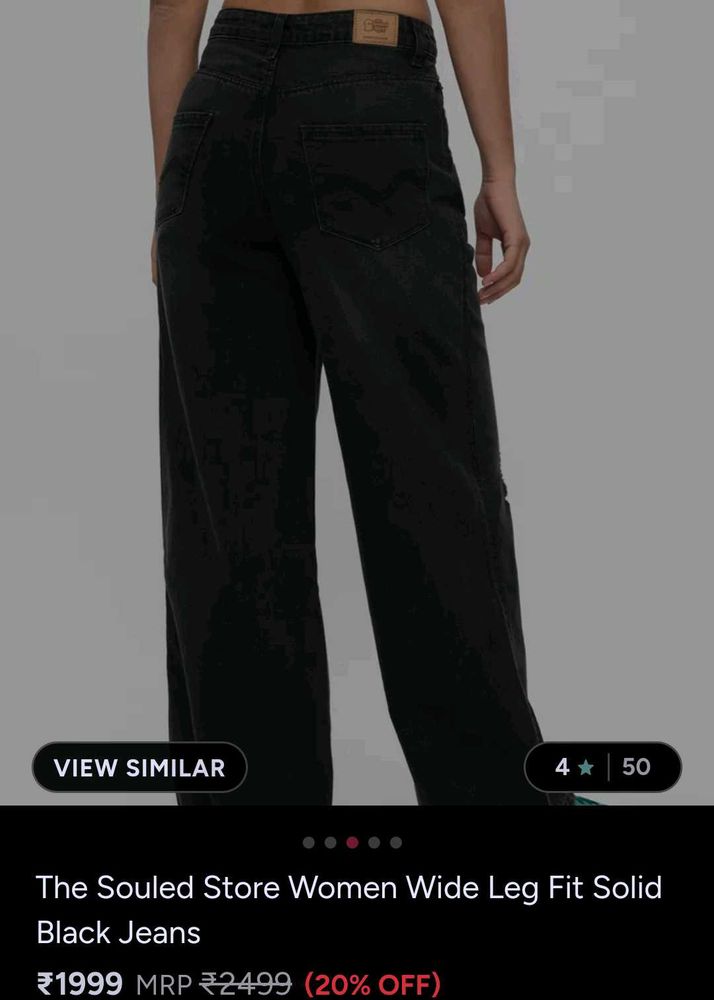 The Souled Store Black Wide Leg Jeans