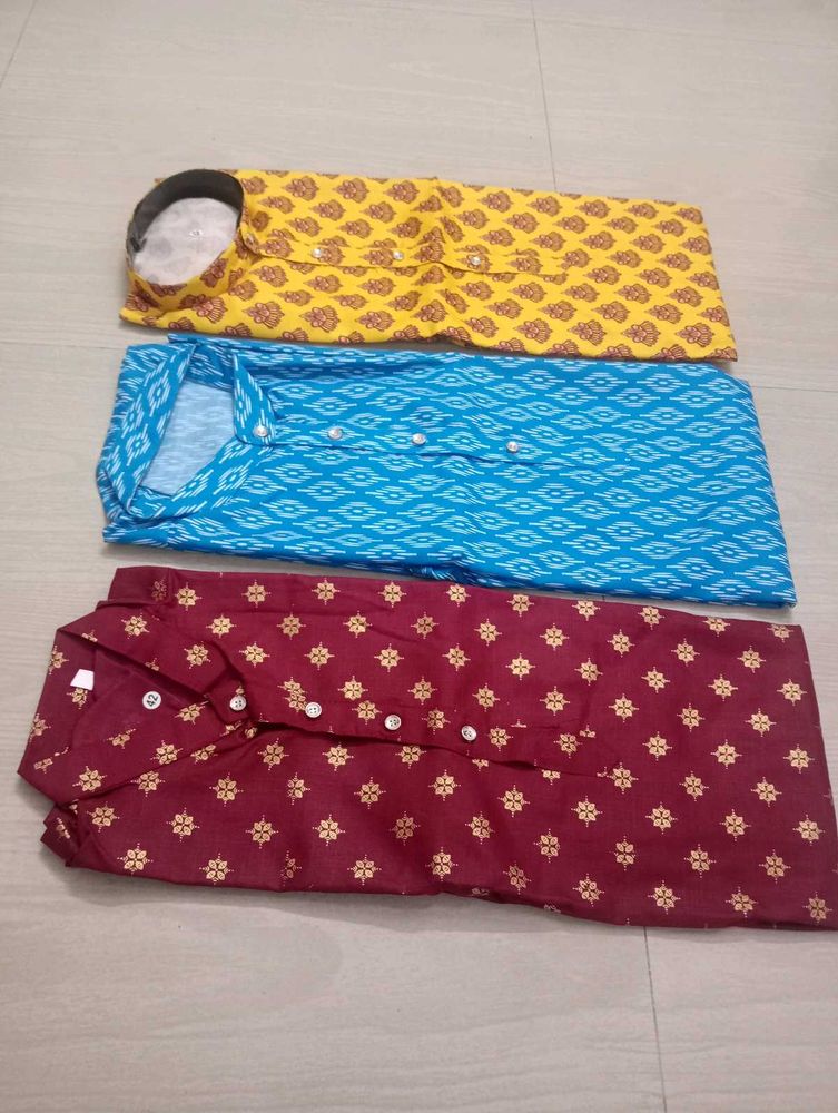 Men's printed cotton blend material Kurtas