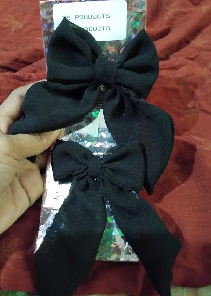 Chic Black Bow Hair Clips