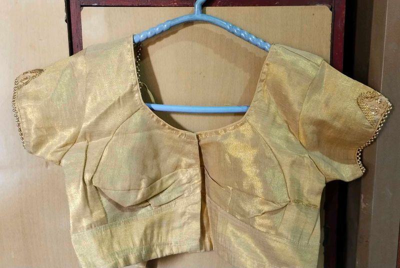 Golden Readymade Saree Blouse