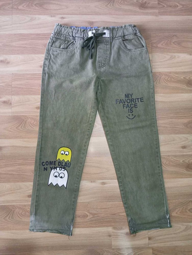 Funky Olive Green Graphic Jeans