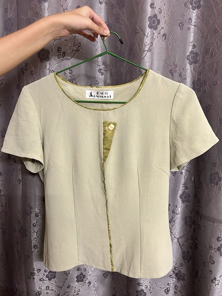 Light Green Short Sleeve Blouse