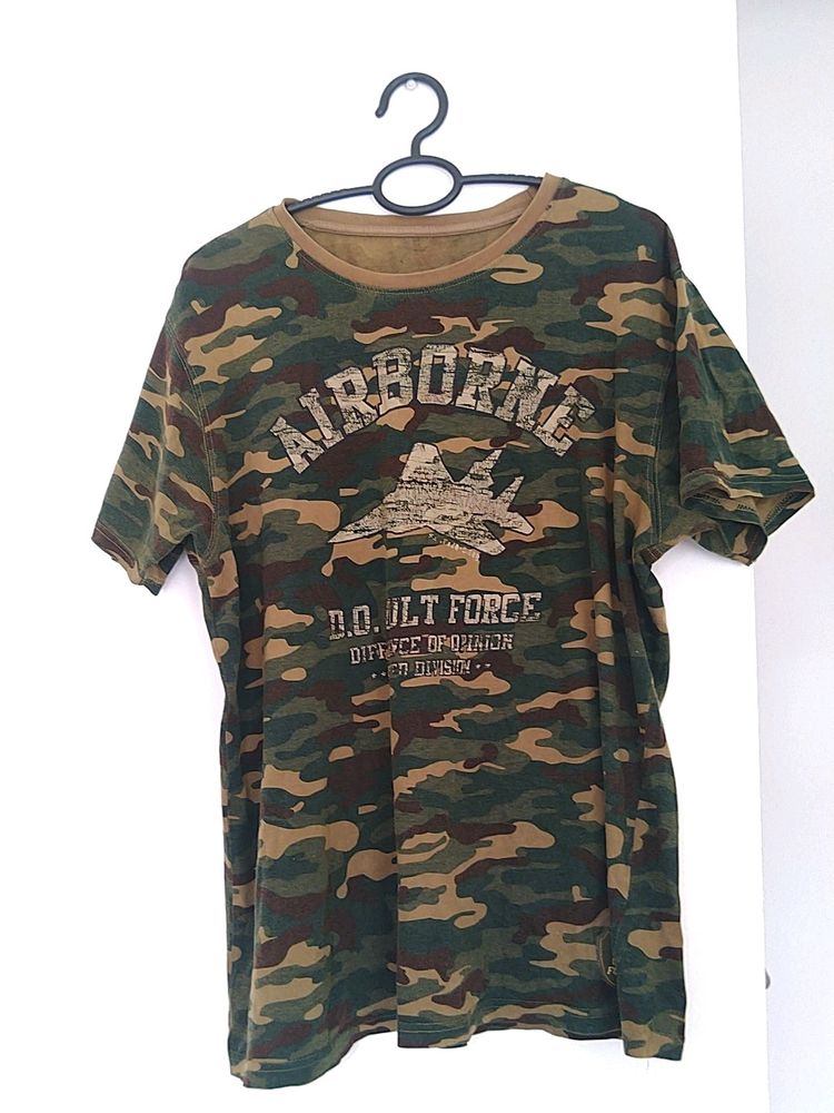 Olive Green Military Print Tshirt
