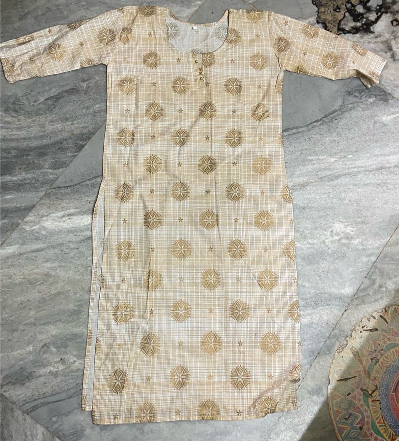 Women's Beige Printed Kurta