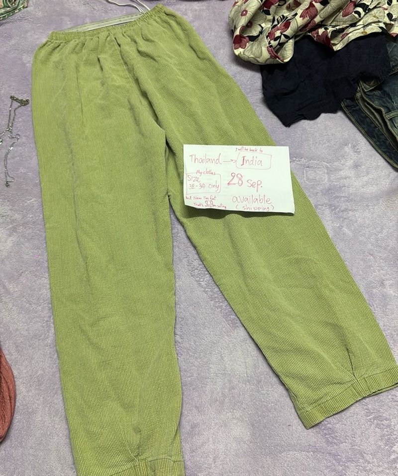 Comfortable Light Green Corduroy Pants24-28