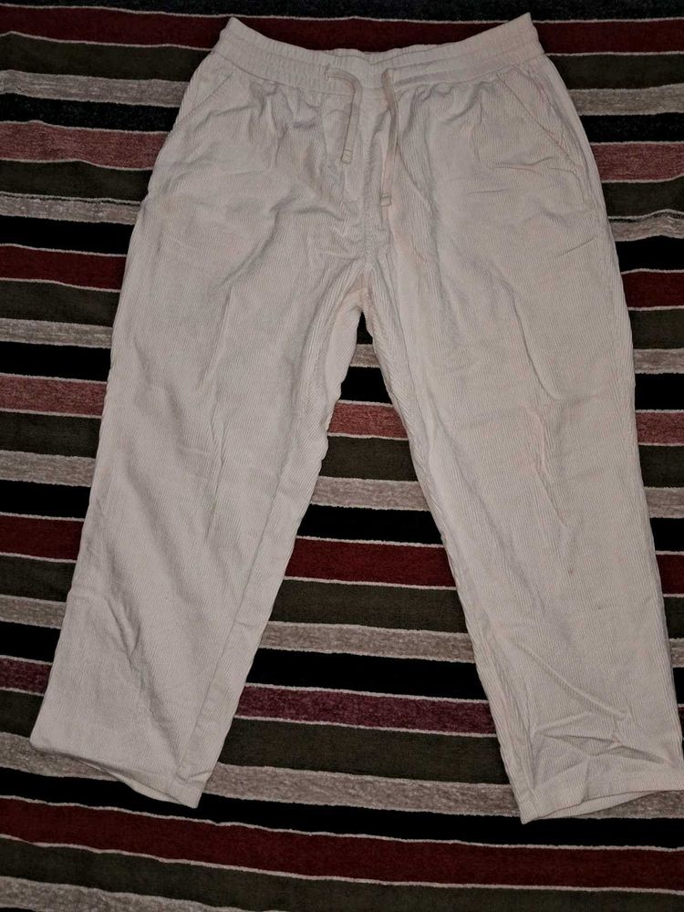 Cream Drawstring Waist Pants