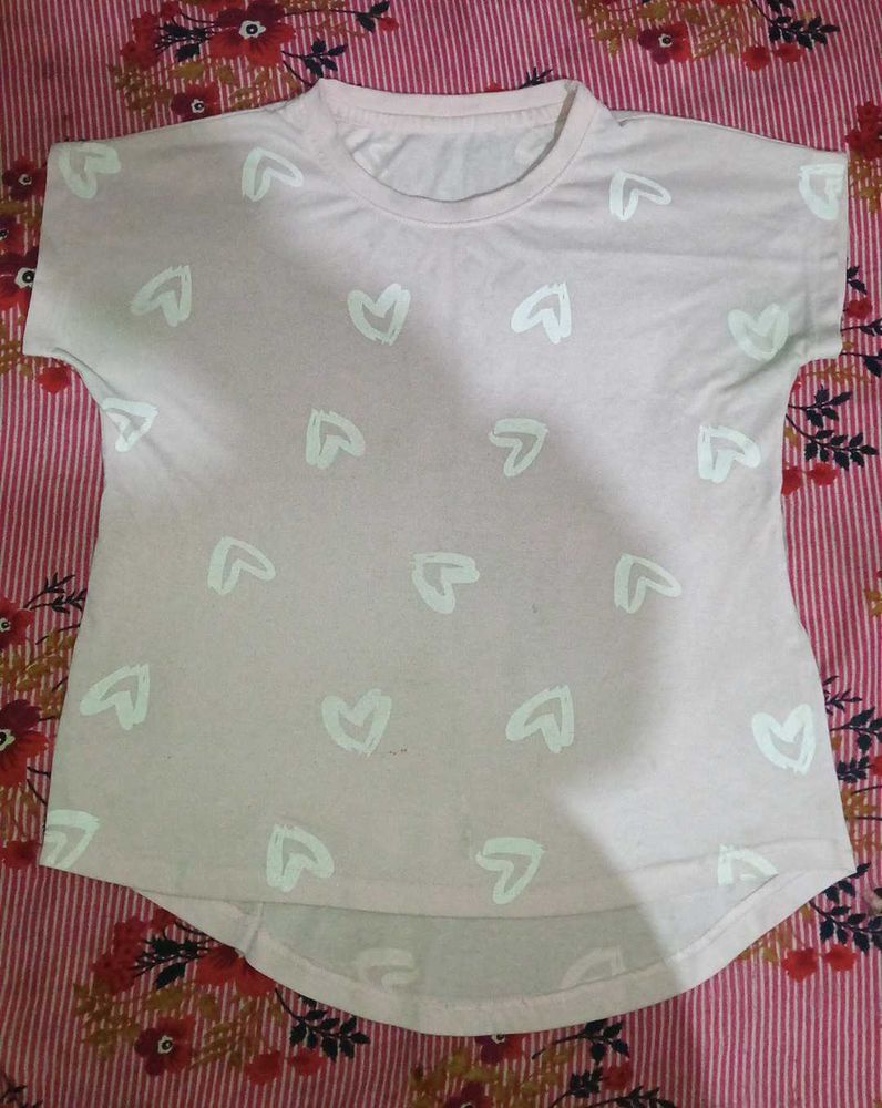 Cute Heart Print Tees