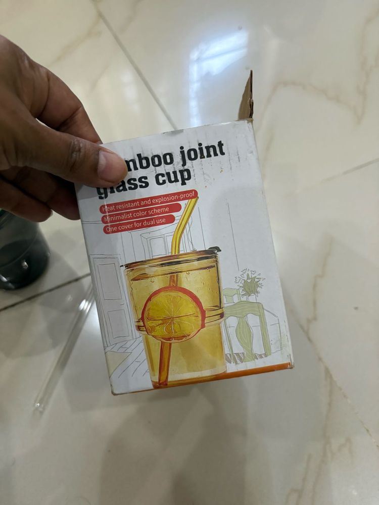 Glass Cup with Straw and Lid