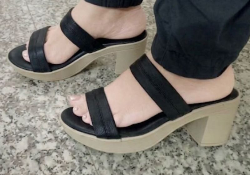 Stylish Black Wedge Sandals 3 inch heel
