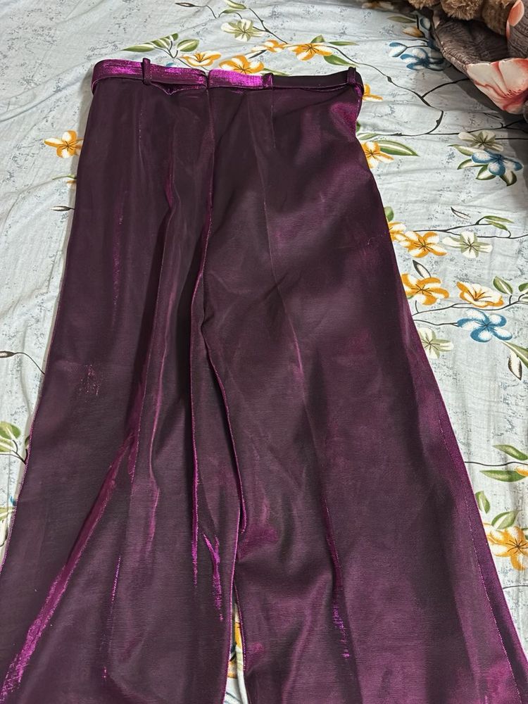 Shimmering Purplish pink Palazzo Pants
