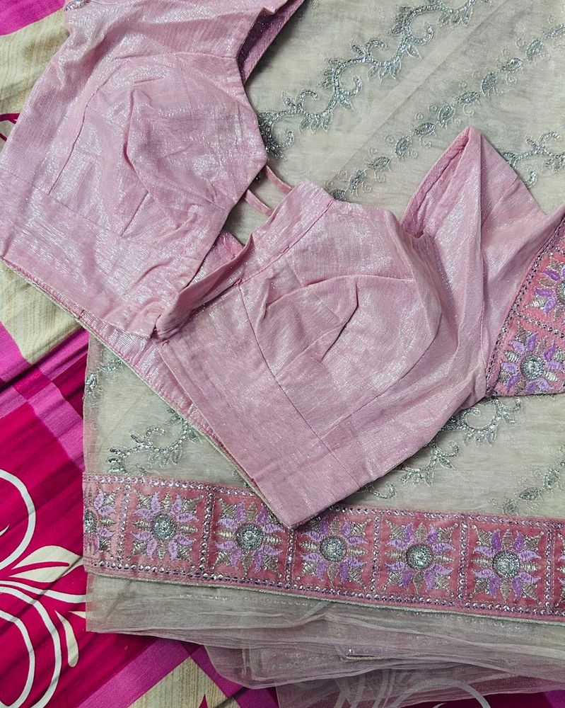 Sparkling Pink Blouse with Saree