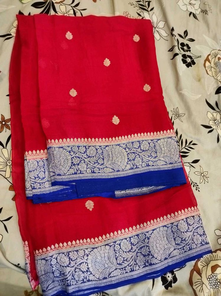 Pure Georgette Banaras With Blouse