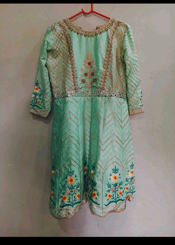 Embroidered Mint Green Kurta