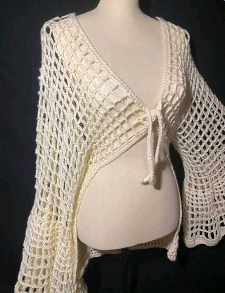 Boho Crochet Tie-Front Shrug
