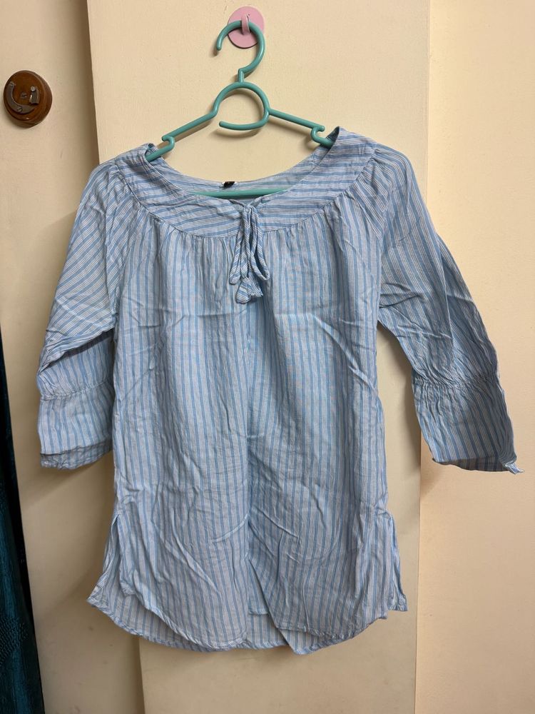 Blue Striped Kurta Top