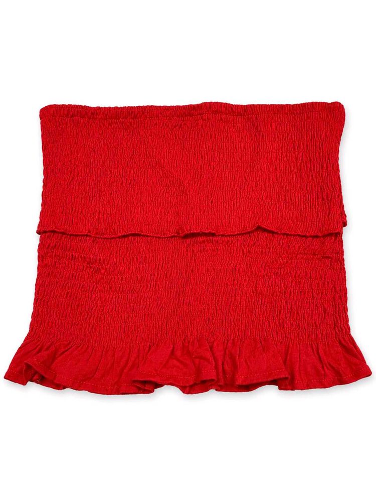 Smocked Off-Shoulder Red Top