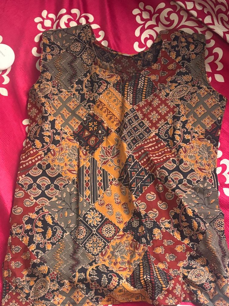Bohemian Patchwork Sleeveless Kurta Top
