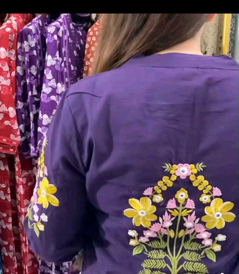 Embroidered Purple Kurta