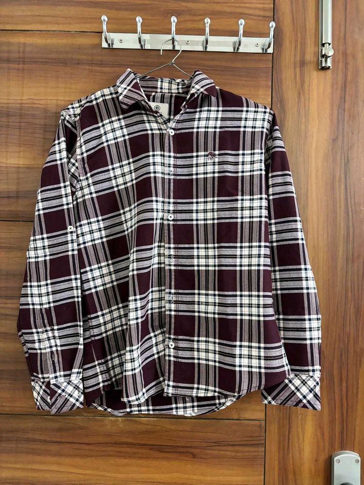 Men's Burgundy Plaid Shirt