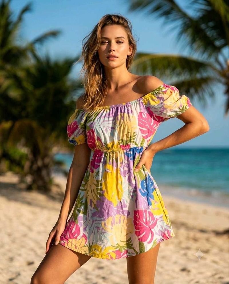 Boho Floral Print Mini Dress