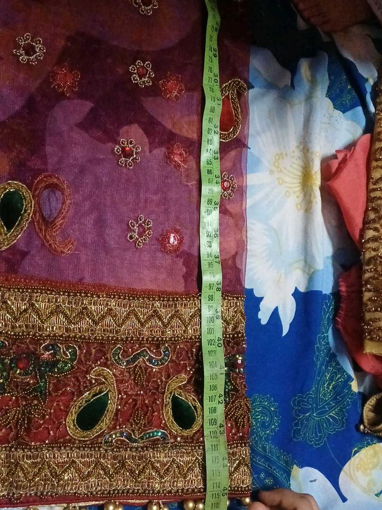 golden lehenga with maroon dupatta