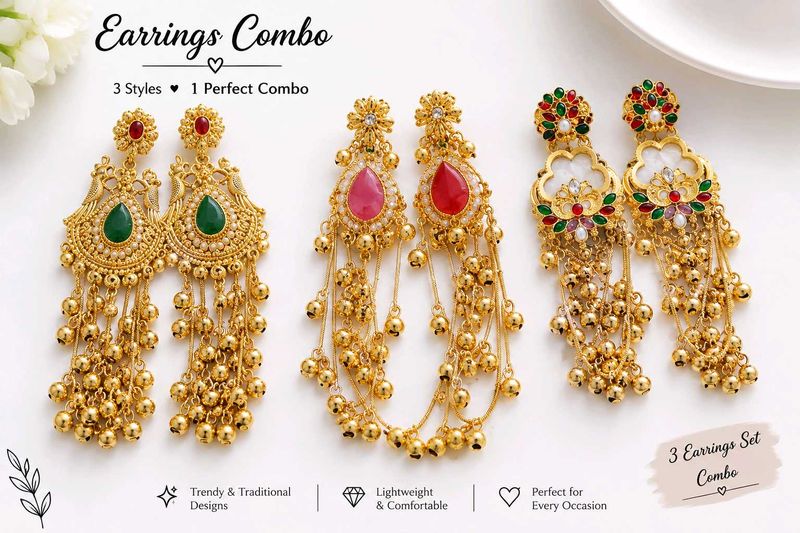 Stunning 3-Piece Earrings Combo Set
