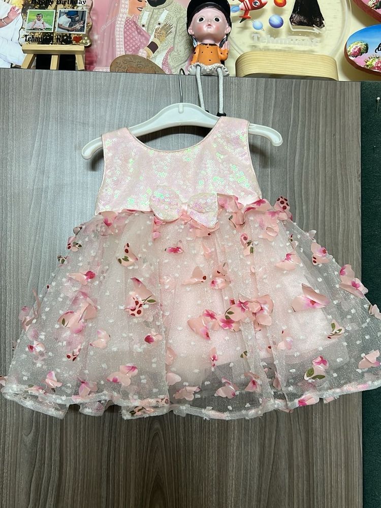 Girls Pink Butterfly Dress
