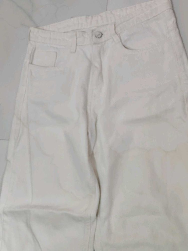 Beige coloured wide leg