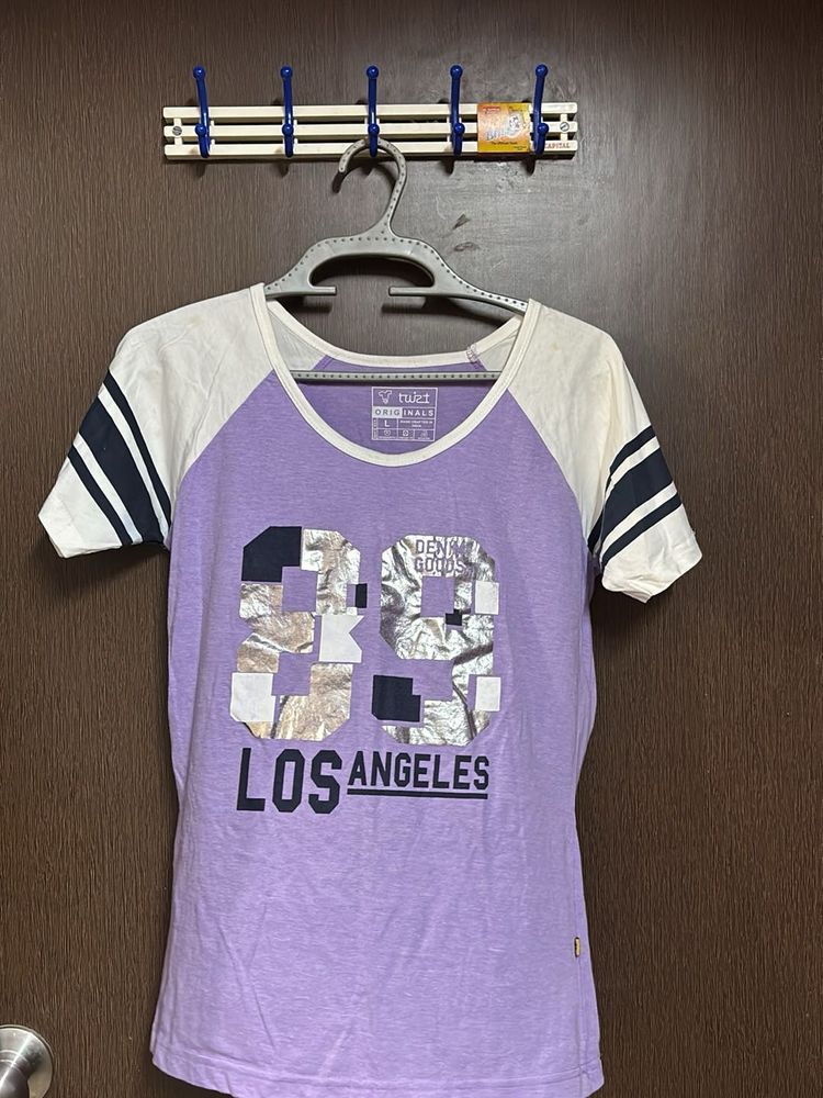 Purple "Los Angeles" Graphic T-Shirt