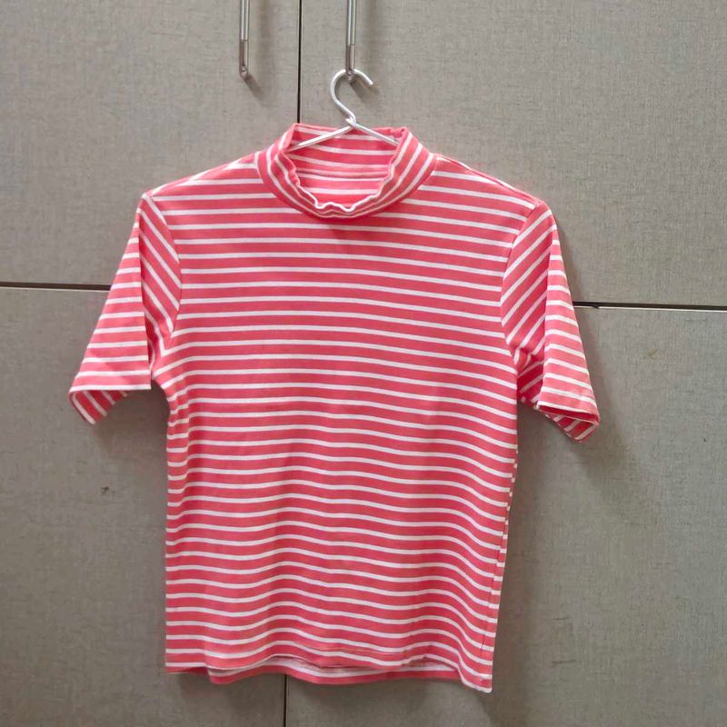 Striped Turtleneck Tee - Stylish &amp; Comfy