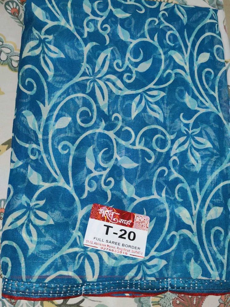 Beautiful Blue Floral Saree