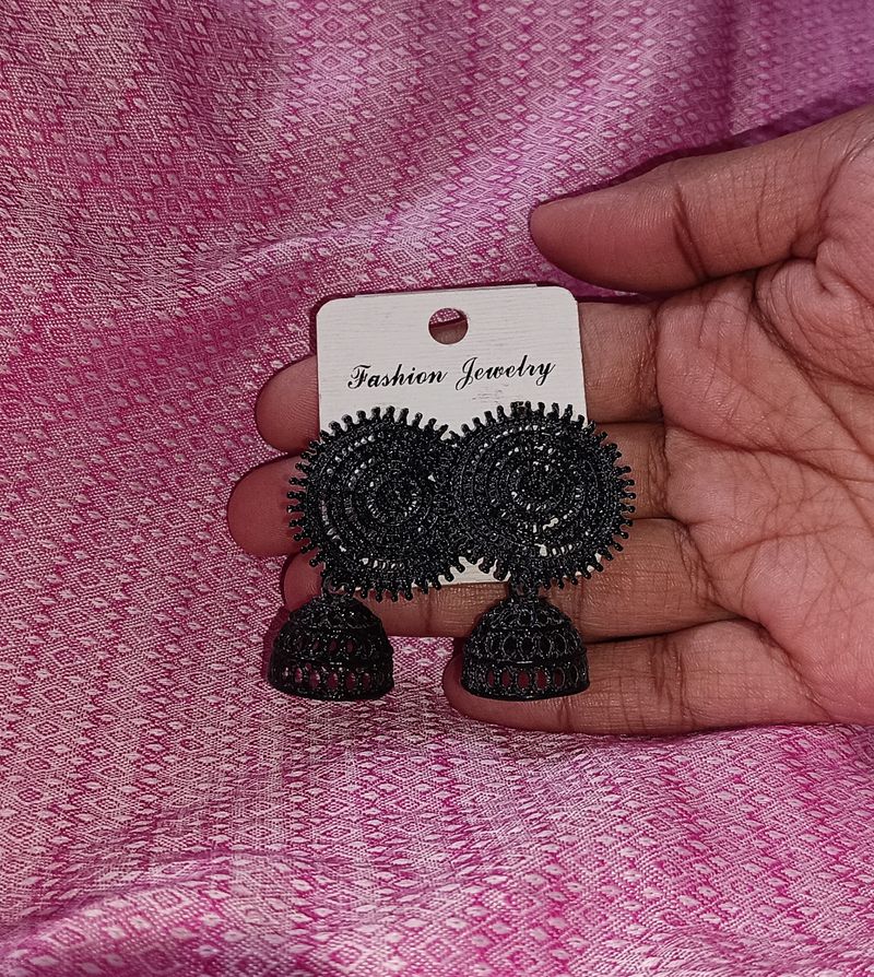 Black Jhumki Earrings