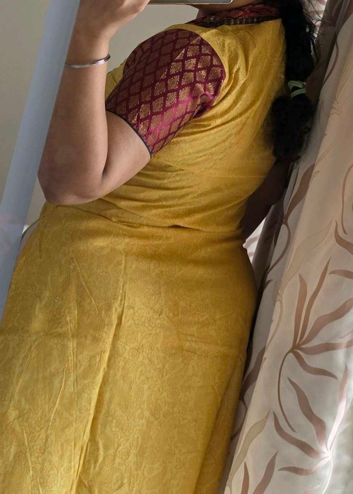 Vibrant Yellow Kurta with cotton bottom