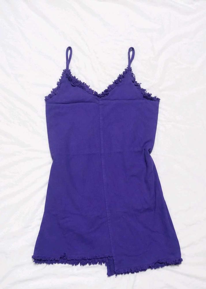 Purple Trim denim dress