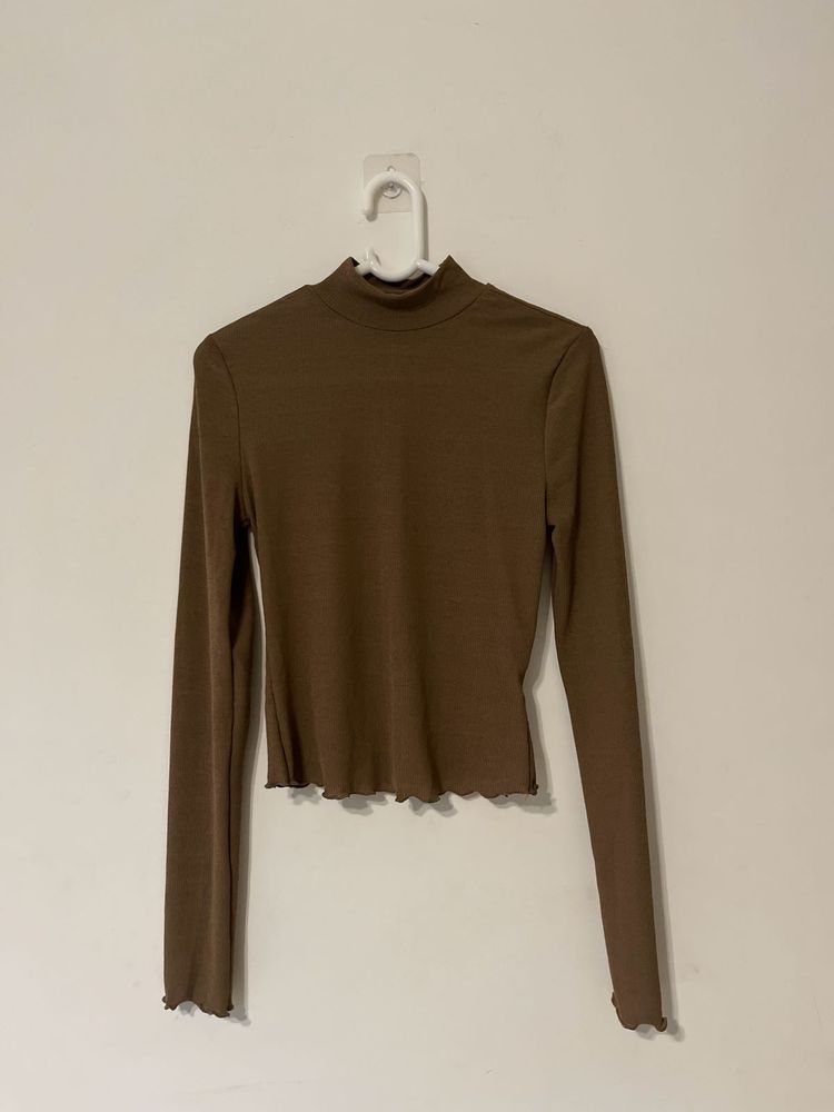Brown Turtleneck Top