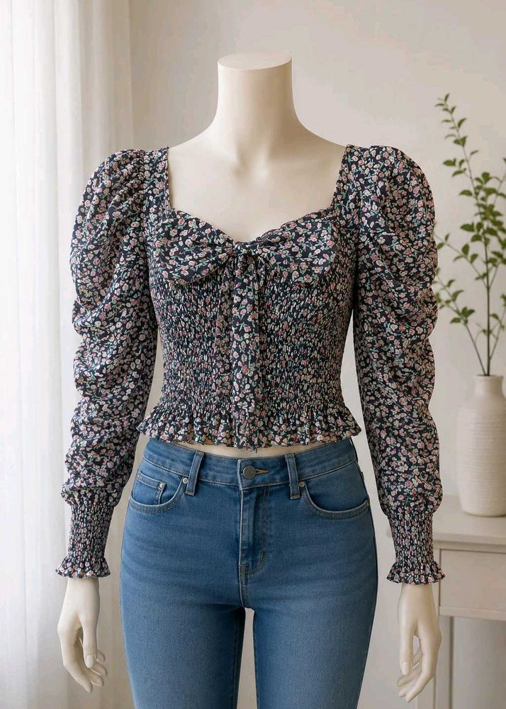 Floral Smocked Puff Sleeve Top