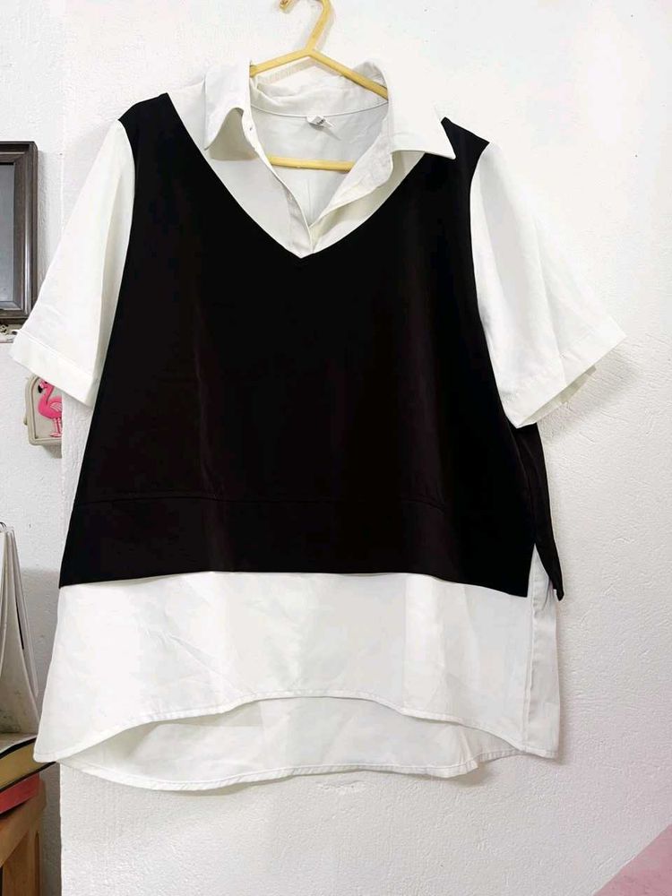 Chic Two-Tone Layered Top