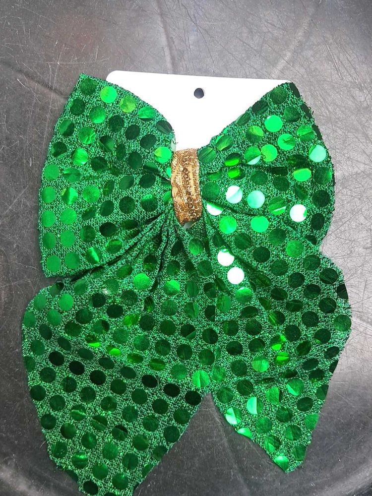 Sparkly Green Sequin Bow Hair Clip