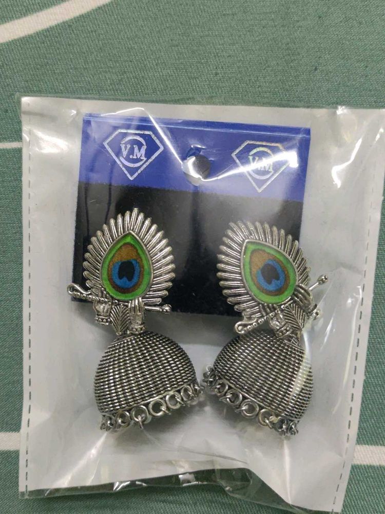 Peacock Jhumka Earrings