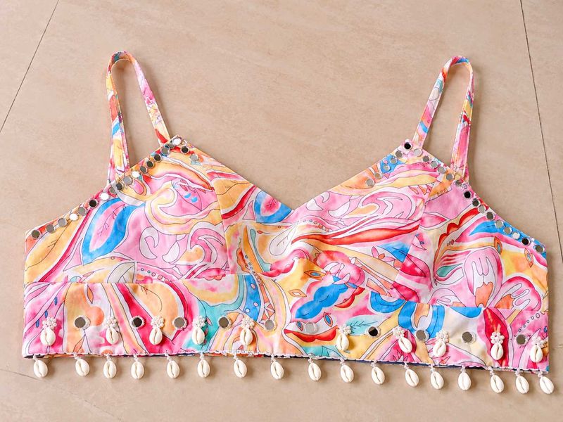Bohemian Print Crop Top with Shells