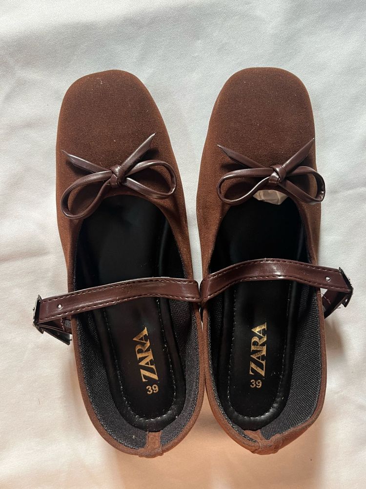 Brown Suede Ballet Flats