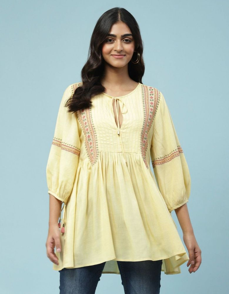 Embroidered Yellow Kurta