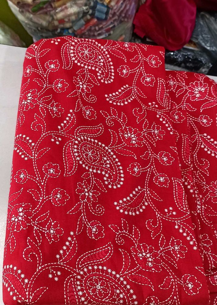 Red Paisley Print Dress Material