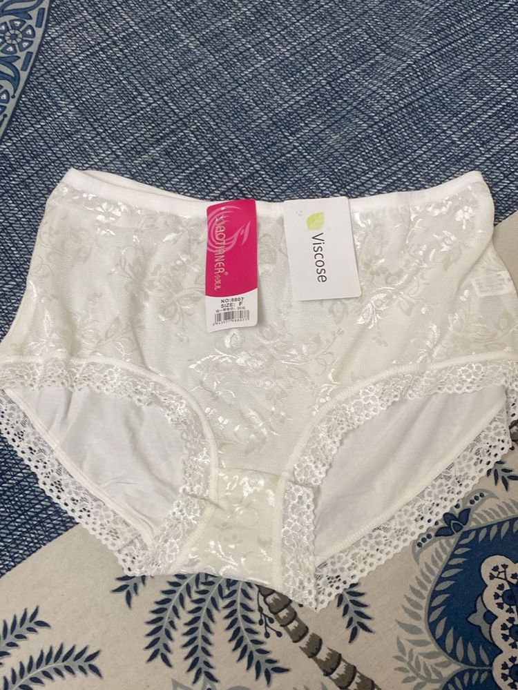 Elegant White Lace Trimmed Briefs