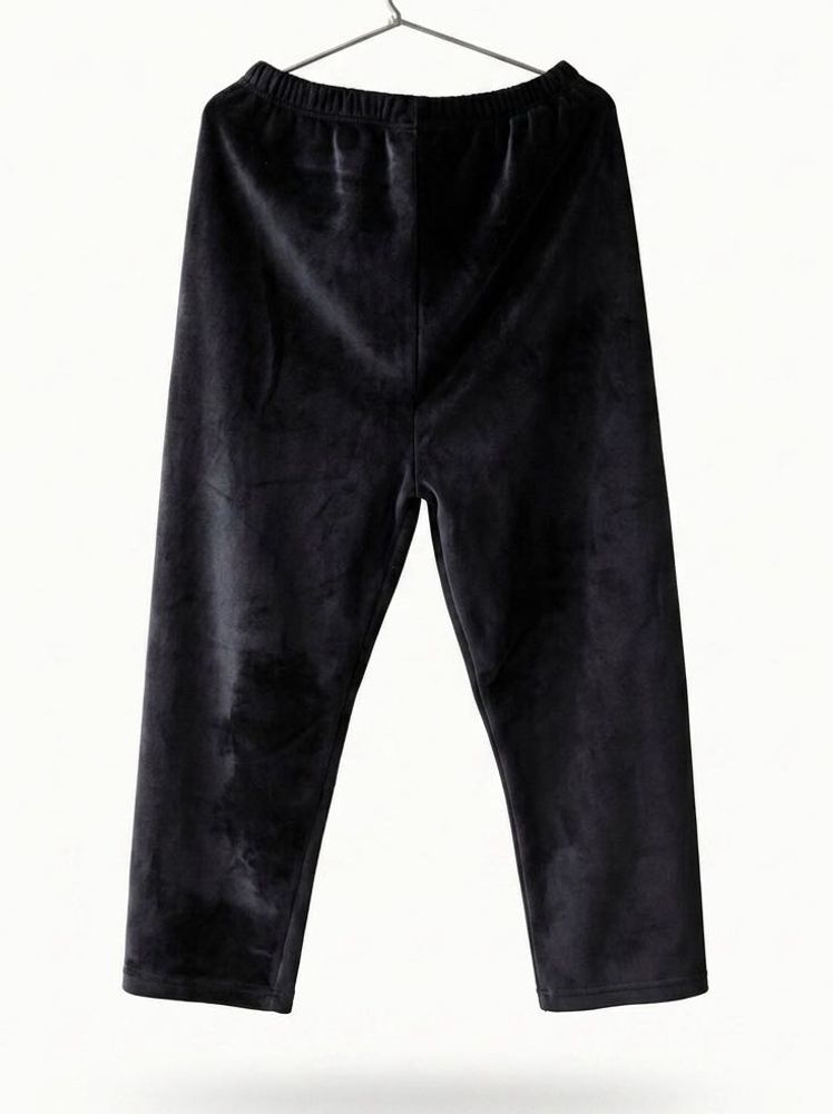 Faux Fur Black Velvet Lounge Pants 👖✨