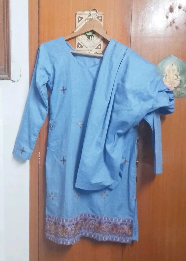 Light Blue Embroidered Kurta salwar set